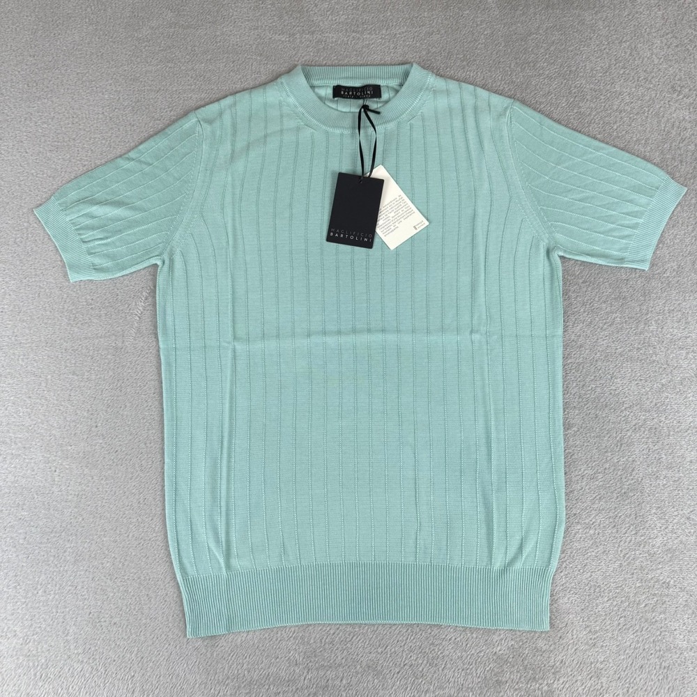 Bartolini Crewneck Tee T-Shirt Mens Small Sage Green Stretch Soft Italy New NWT